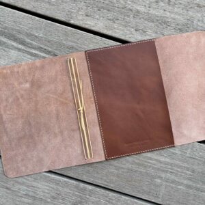 Legacy Leather Journal Cover, Trifold Notebook with Side Pocket, Personalized Travelers Journal