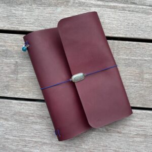 Writers Trifold Leather Journal Cover with Pen Loop, Personalized Writers Notebook