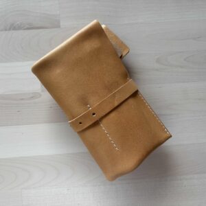Leather pen roll with buckle