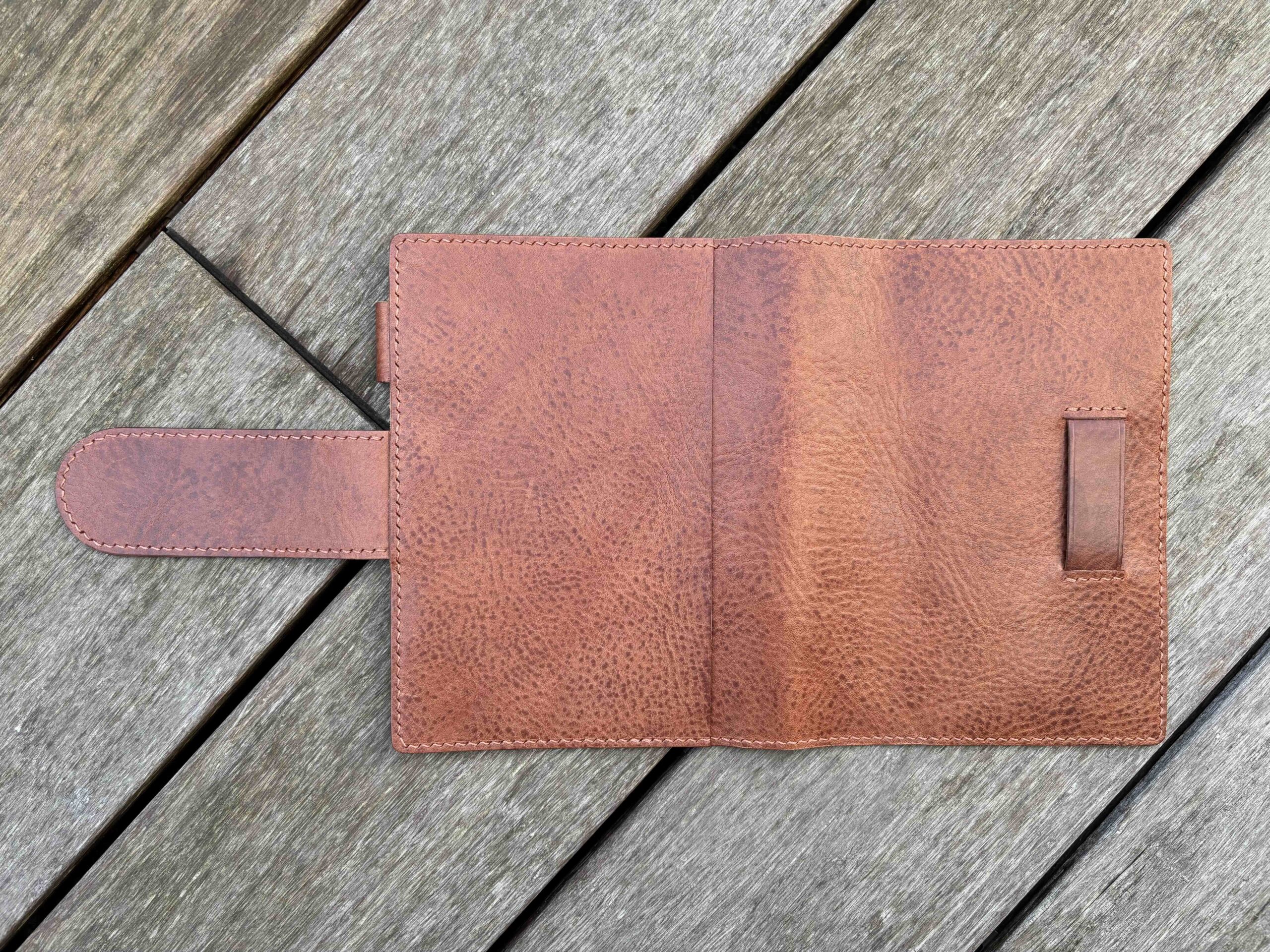 RTS - Chunky belt closure cover for B6 Common planner full year with back pocket in Sienna - Image 3