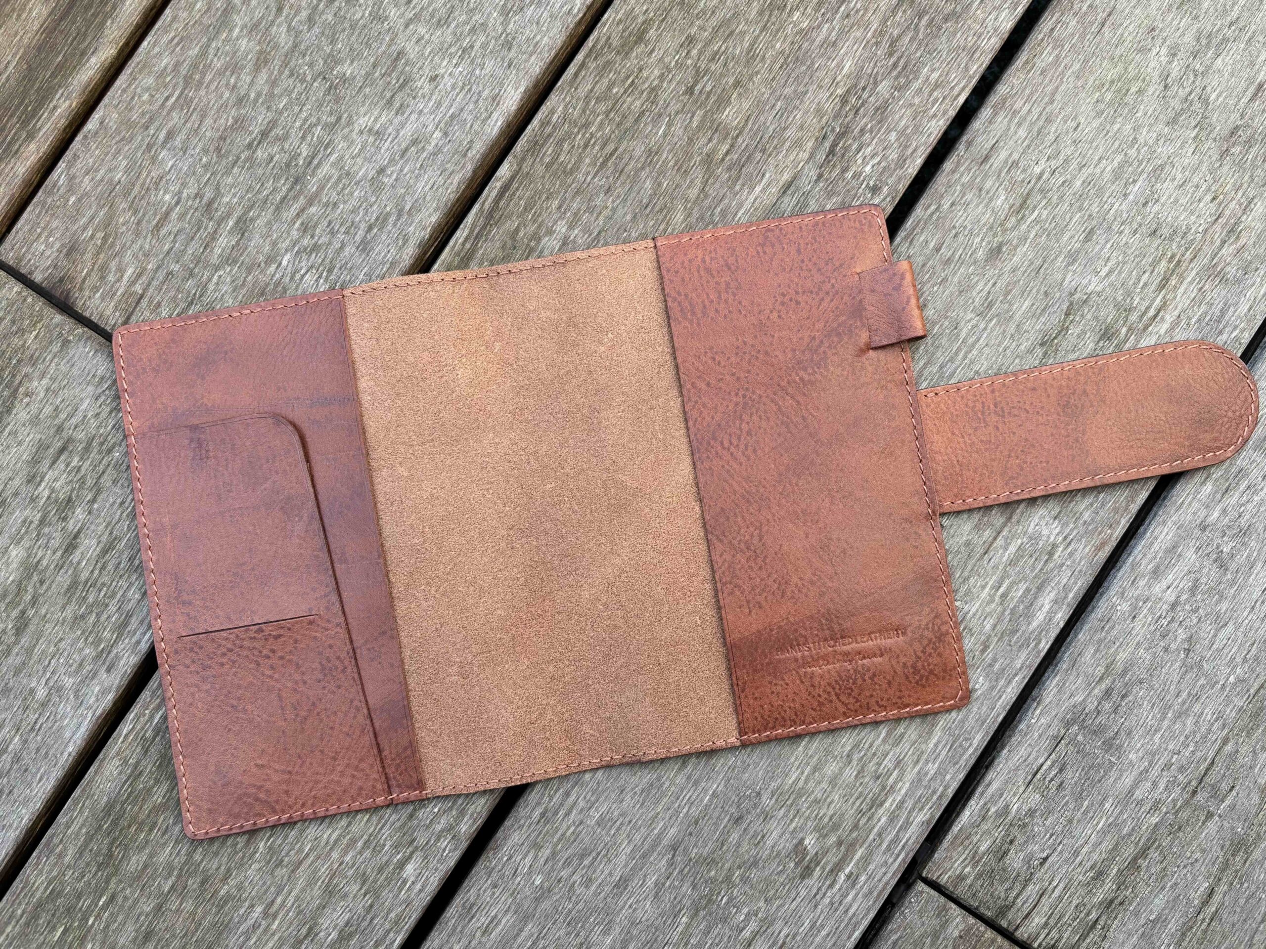 RTS - Chunky belt closure cover for B6 Common planner full year with back pocket in Sienna - Image 4