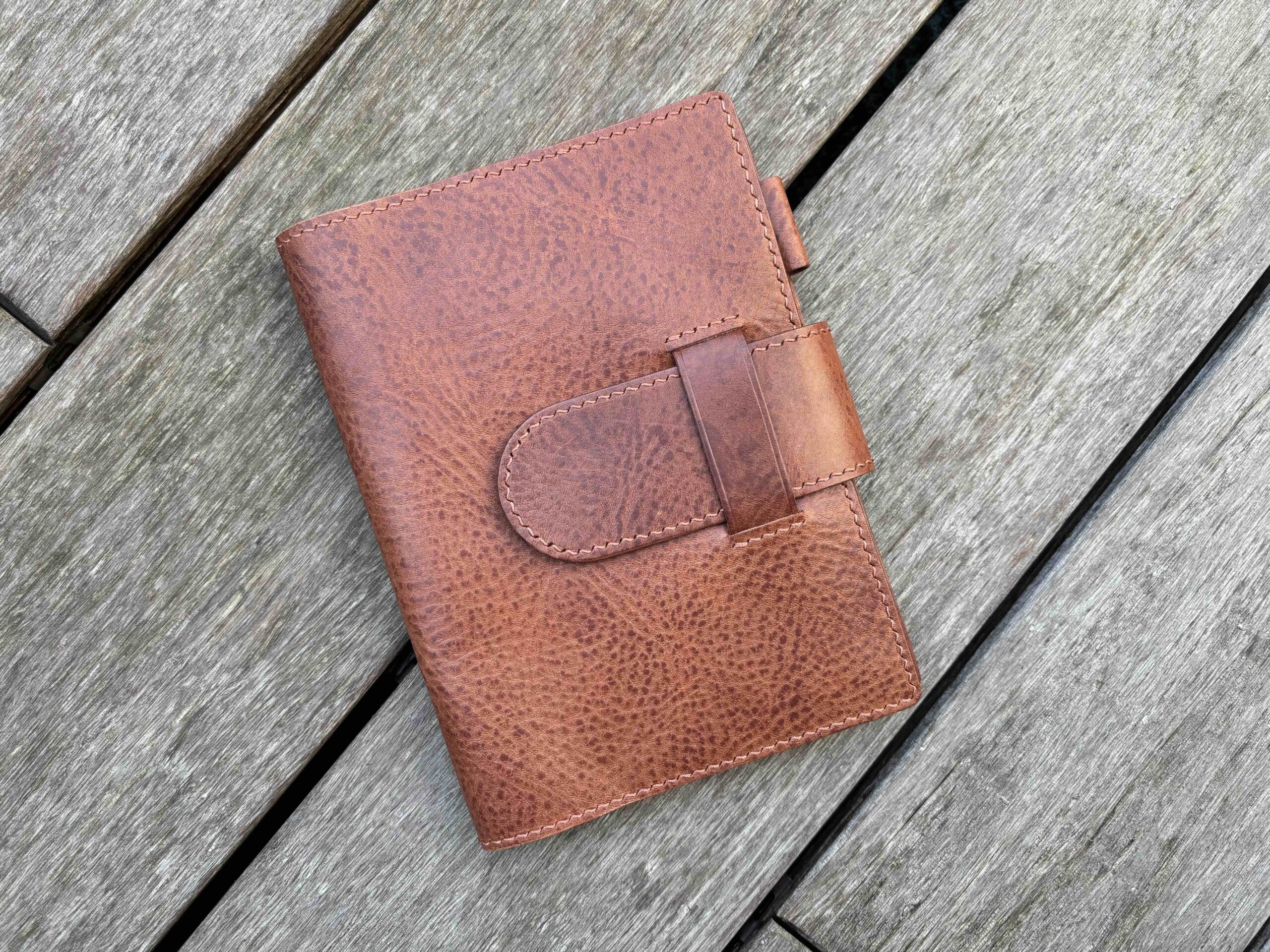 RTS - Chunky belt closure cover for B6 Common planner full year with back pocket in Sienna