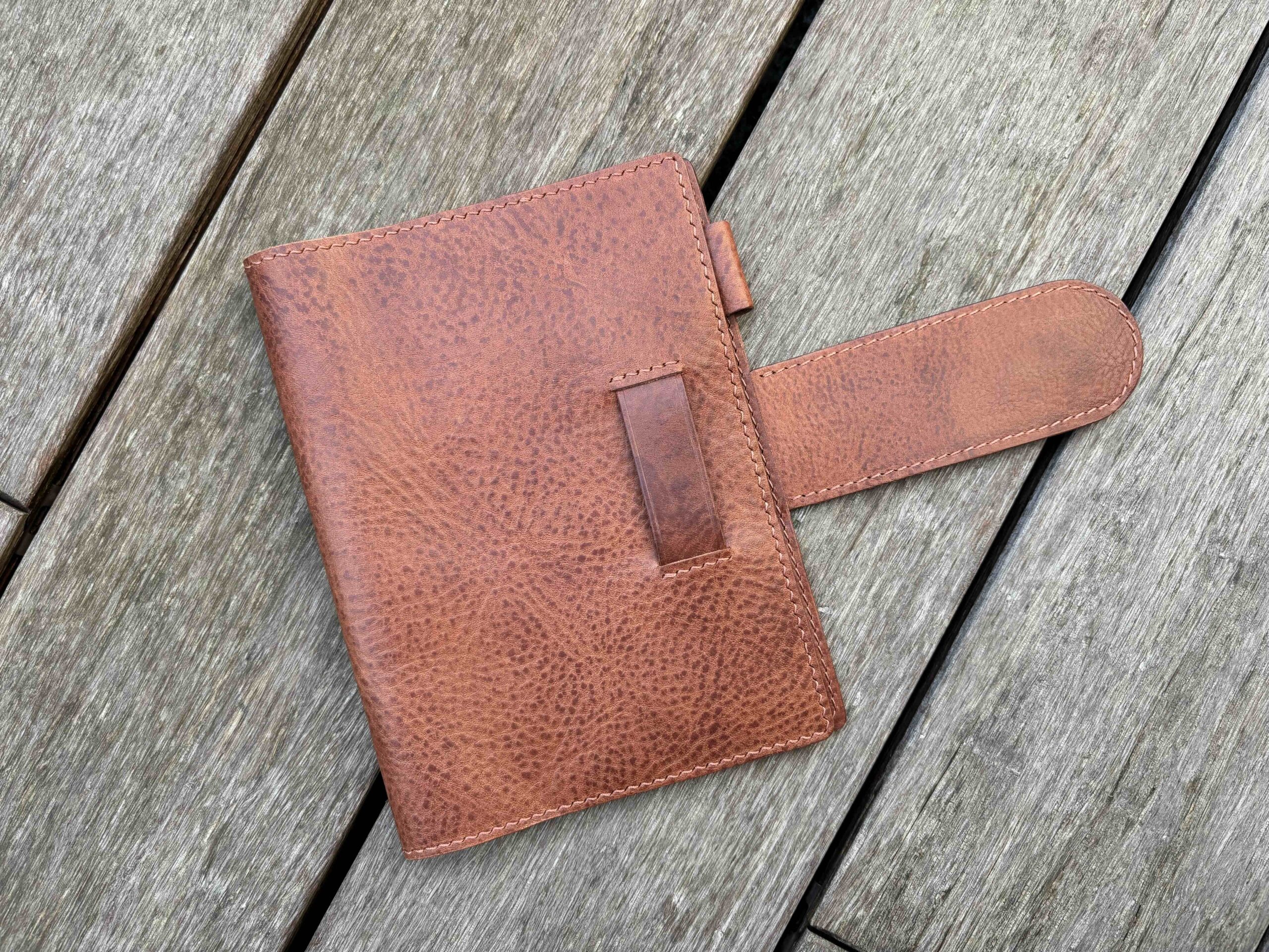 RTS - Chunky belt closure cover for B6 Common planner full year with back pocket in Sienna - Image 2