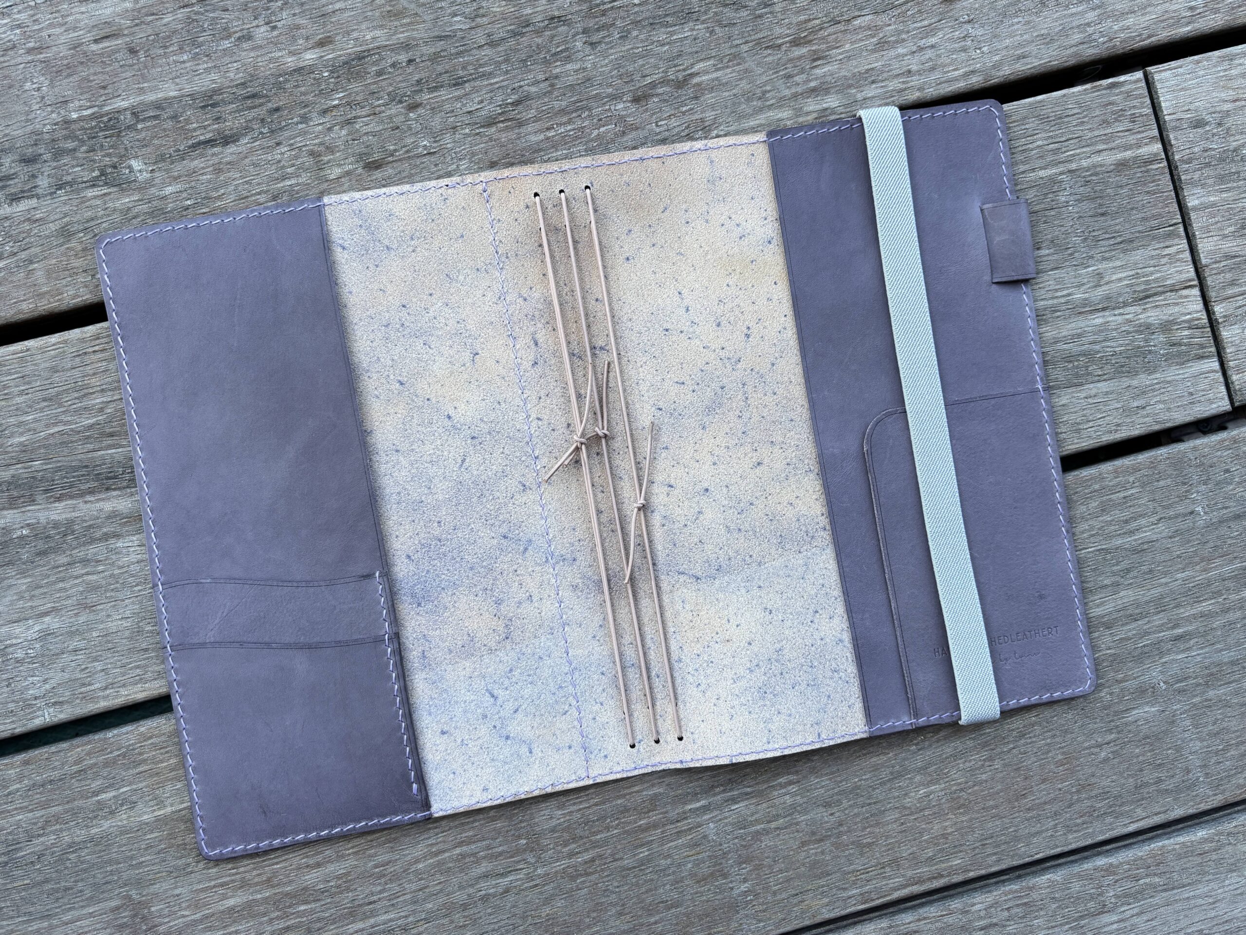 Ready to Ship Leather Journal Cover for A5 Hobonichi – Iris - Image 3