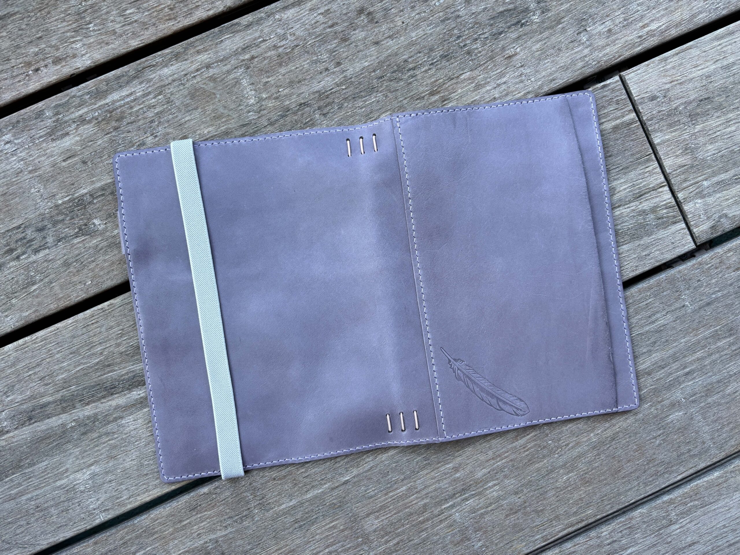 Ready to Ship Leather Journal Cover for A5 Hobonichi – Iris - Image 2