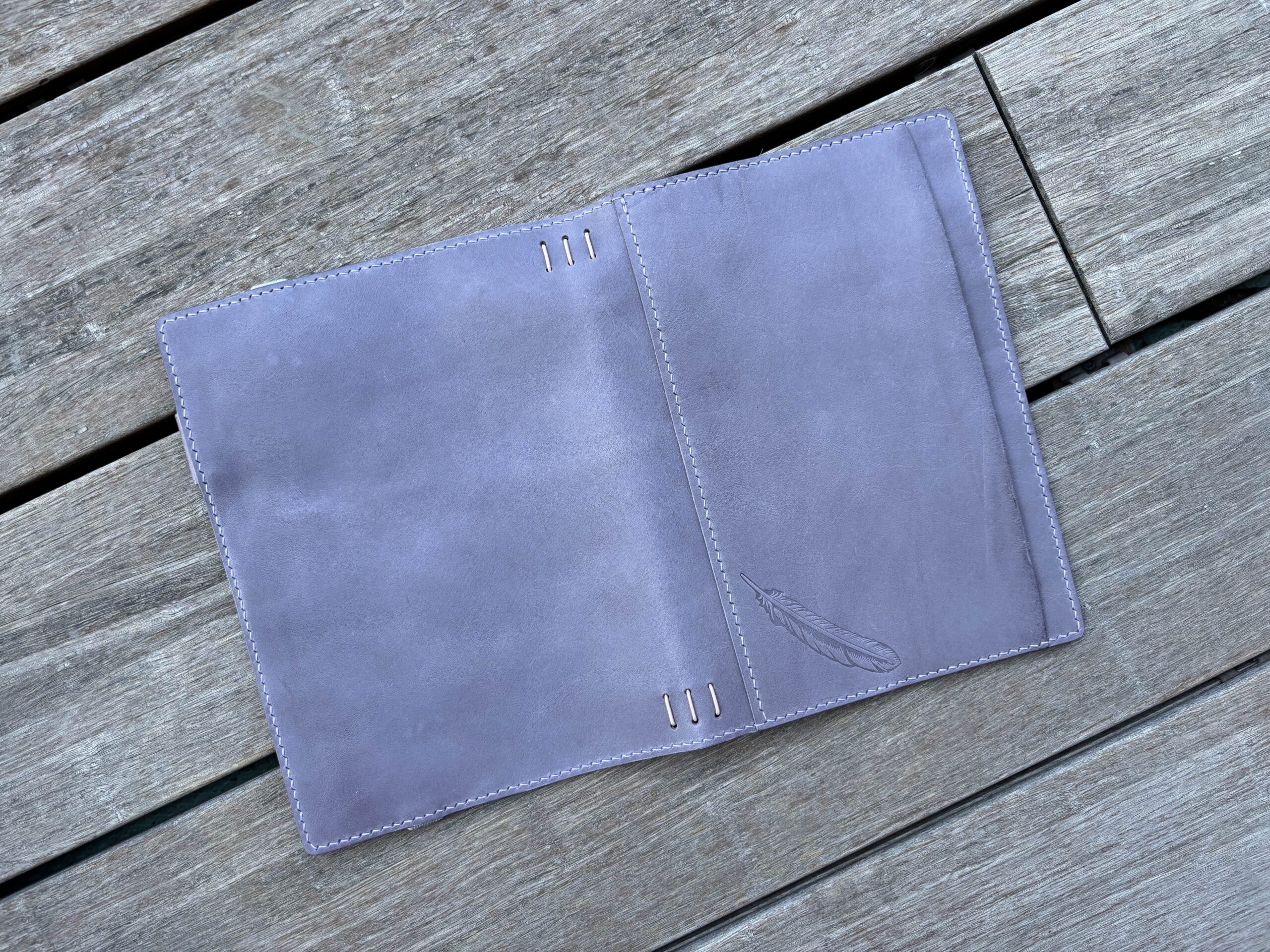 Ready to Ship Leather Journal Cover for A5 Hobonichi – Iris - Image 4