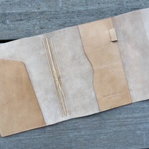 Ready to Ship Leather Journal Trifold Cover for A5 Hobonichi – Wheat
