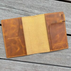 SALE – Ready to ship – Folio cover for A6 Hibino wide, Front pocket, Rust leather